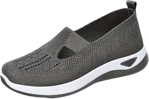 Orthopedic Walking Shoes for Women Woven Breathable Arch Support Soft Sole Shoe Mesh Slip On Diabetic Sneakers