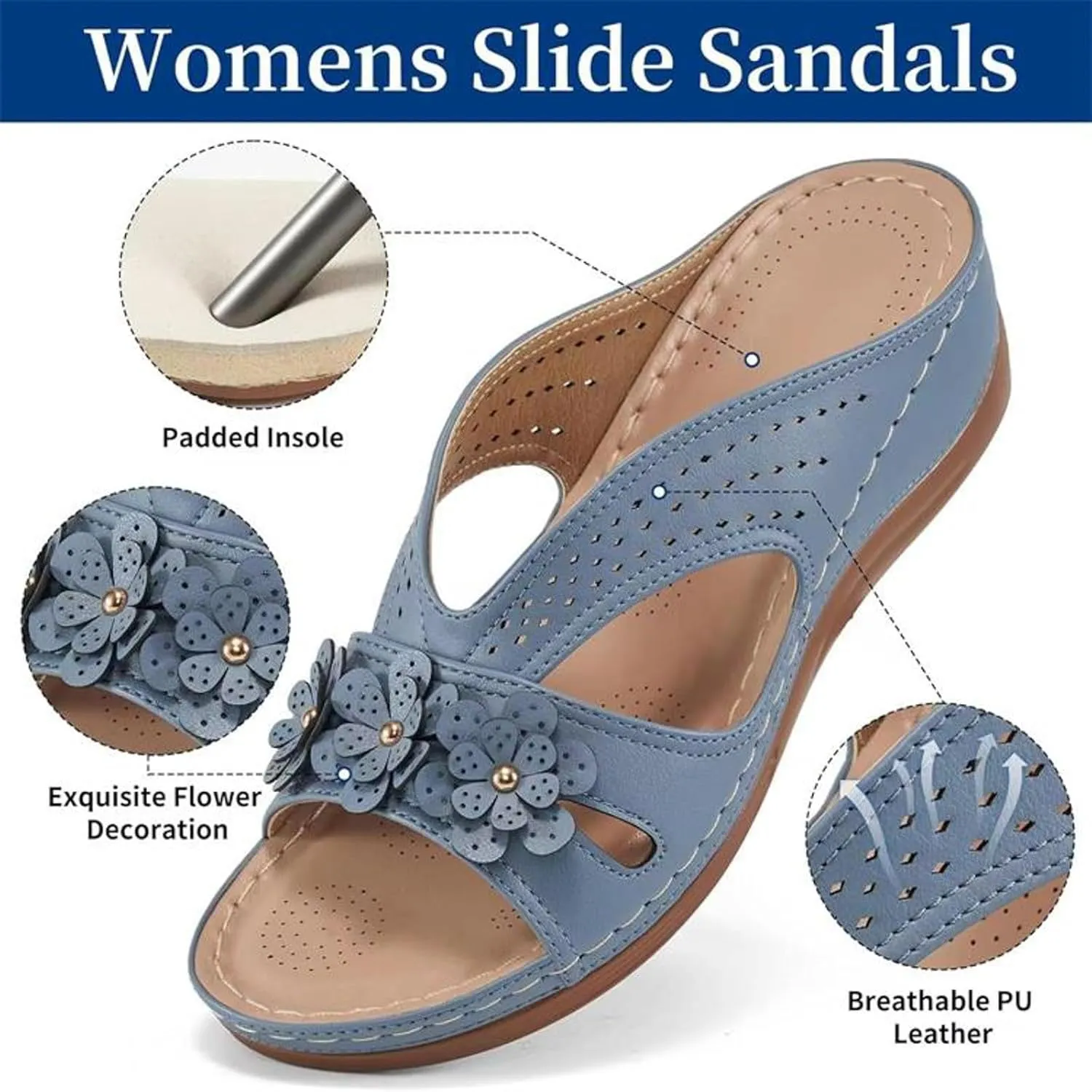 Orthopedic Wedge Sandals for Women - Arch Support Wedge Flip Flops Summer 2025 Comfortable Dressy Casual Beach Slippers Casual Slip on Sandals Boho Beach Sandals Summer Dress Shoes