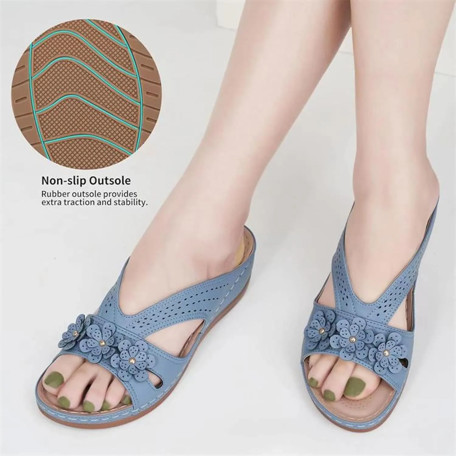 Orthopedic Wedge Sandals for Women - Arch Support Wedge Flip Flops Summer 2025 Comfortable Dressy Casual Beach Slippers Casual Slip on Sandals Boho Beach Sandals Summer Dress Shoes