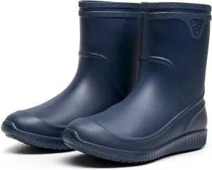 Rain Boots for Men, Non-Slip PVC Rubber Boots Mens Garden Boots, Waterproof Mid-Calf Raining Shoes, Durable Work Mud Boots, Comfort Chelsea Ankle Rain Boots Fishing Shoes for Outdoor Work