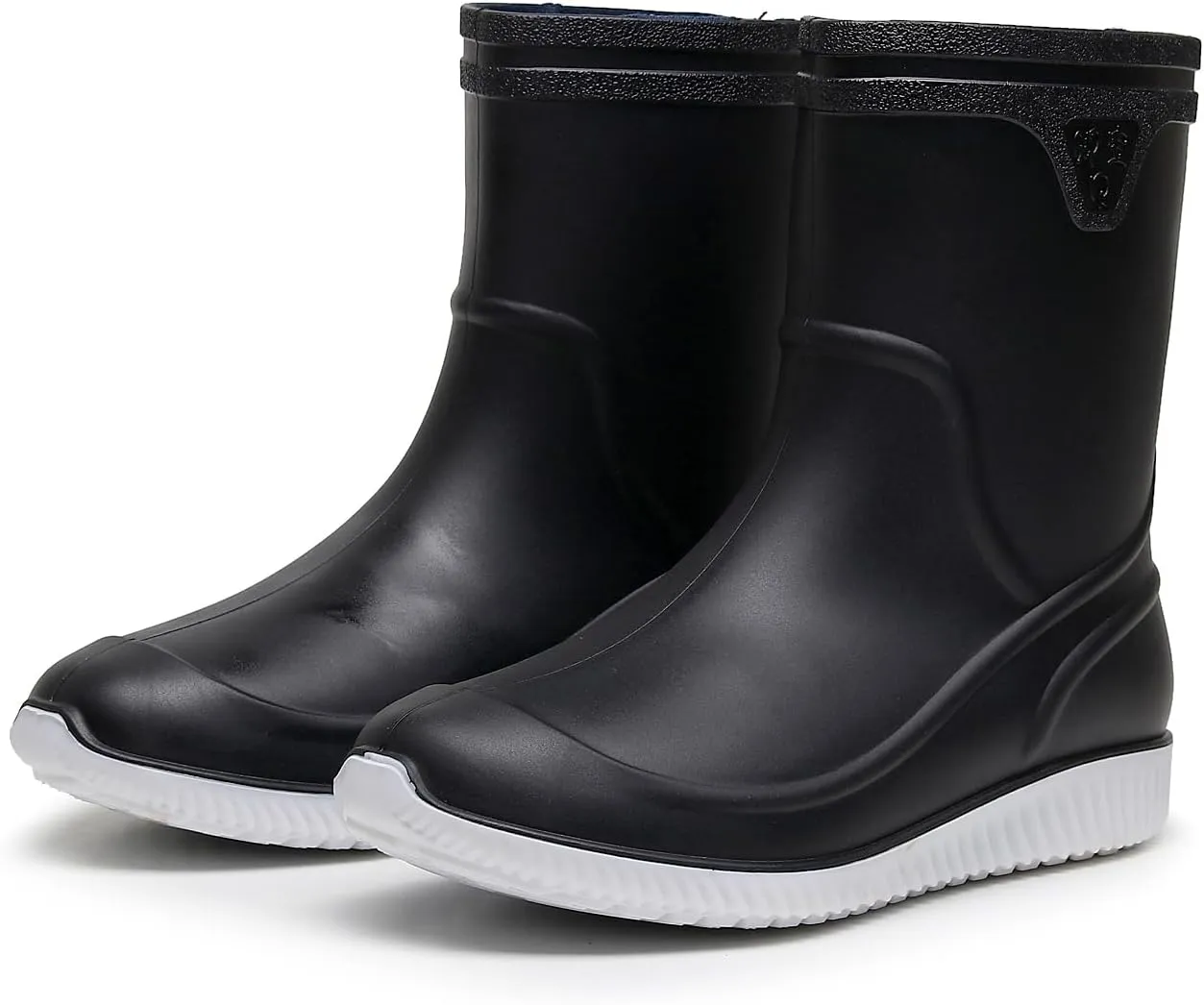 Rain Boots for Men, Non-Slip PVC Rubber Boots Mens Garden Boots, Waterproof Mid-Calf Raining Shoes, Durable Work Mud Boots, Comfort Chelsea Ankle Rain Boots Fishing Shoes for Outdoor Work