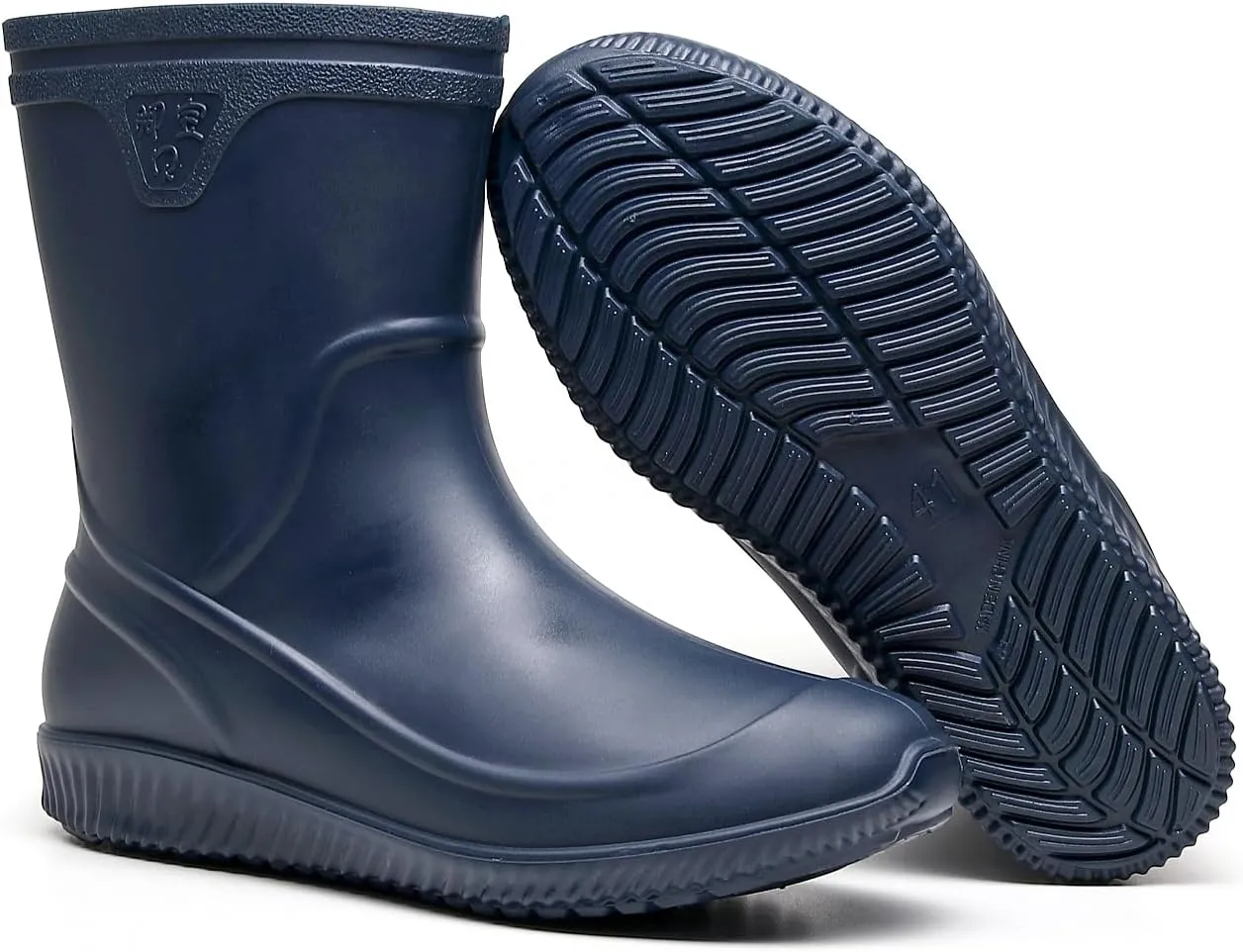Rain Boots for Men, Non-Slip PVC Rubber Boots Mens Garden Boots, Waterproof Mid-Calf Raining Shoes, Durable Work Mud Boots, Comfort Chelsea Ankle Rain Boots Fishing Shoes for Outdoor Work