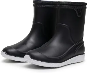 Rain Boots for Men, Non-Slip PVC Rubber Boots Mens Garden Boots, Waterproof Mid-Calf Raining Shoes, Durable Work Mud Boots, Comfort Chelsea Ankle Rain Boots Fishing Shoes for Outdoor Work