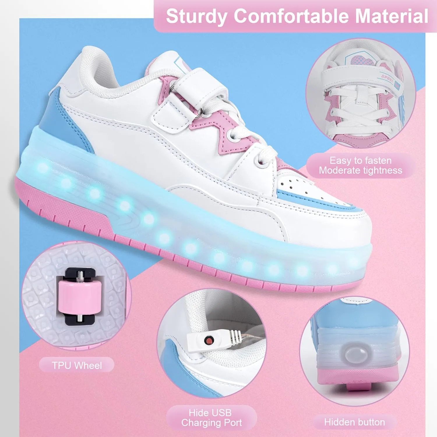 Roller Skates Shoes for Boys and Girls - 2-in-1 Skate Shoes and Sneakers for Kids Fun and Stylish