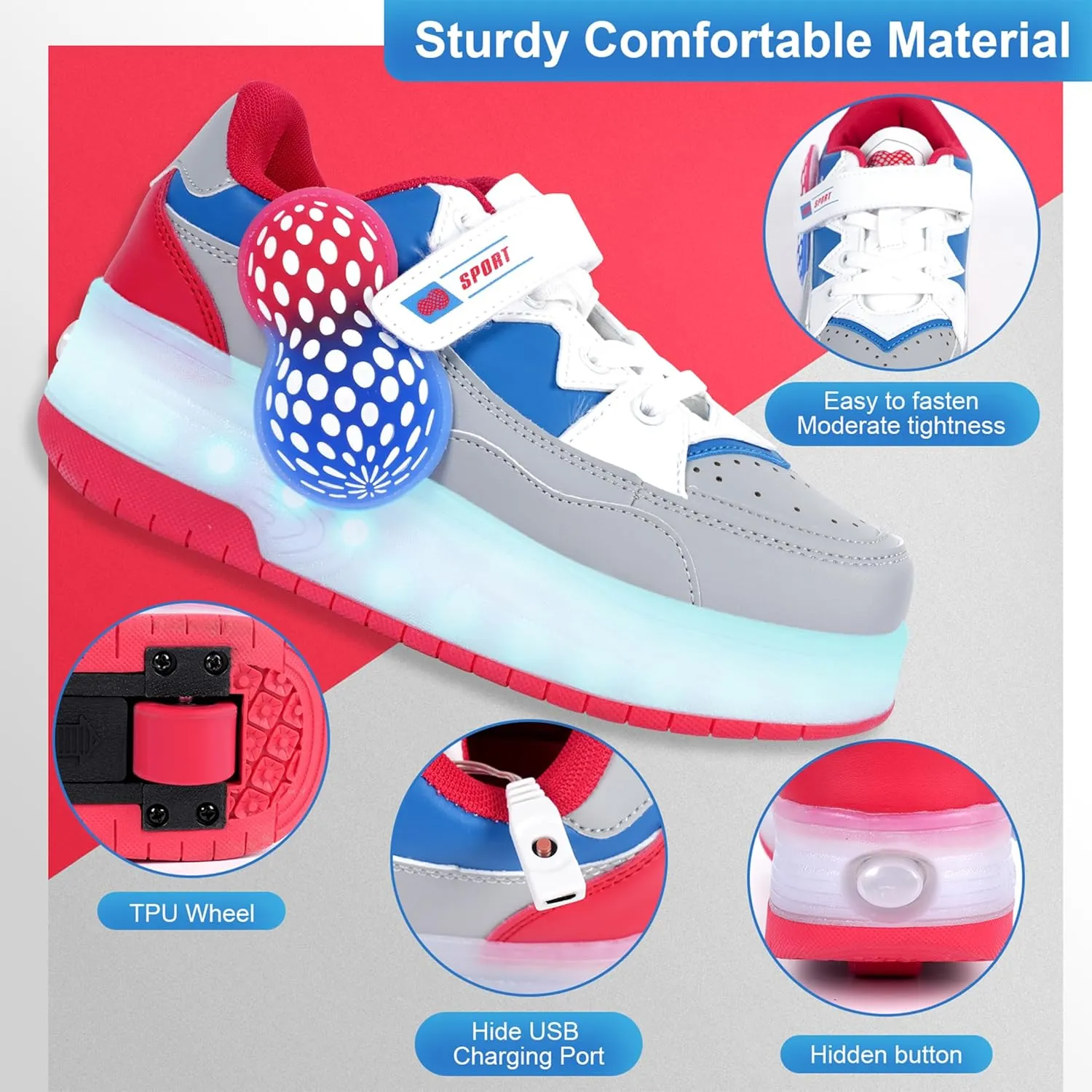 Roller Skates Shoes for Boys and Girls - 2-in-1 Skate Shoes and Sneakers for Kids Fun and Stylish