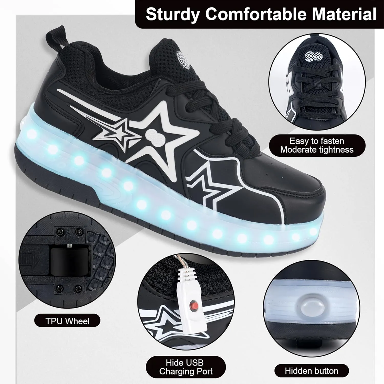 Roller Skates Shoes for Boys and Girls - 2-in-1 Skate Shoes and Sneakers for Kids Fun and Stylish