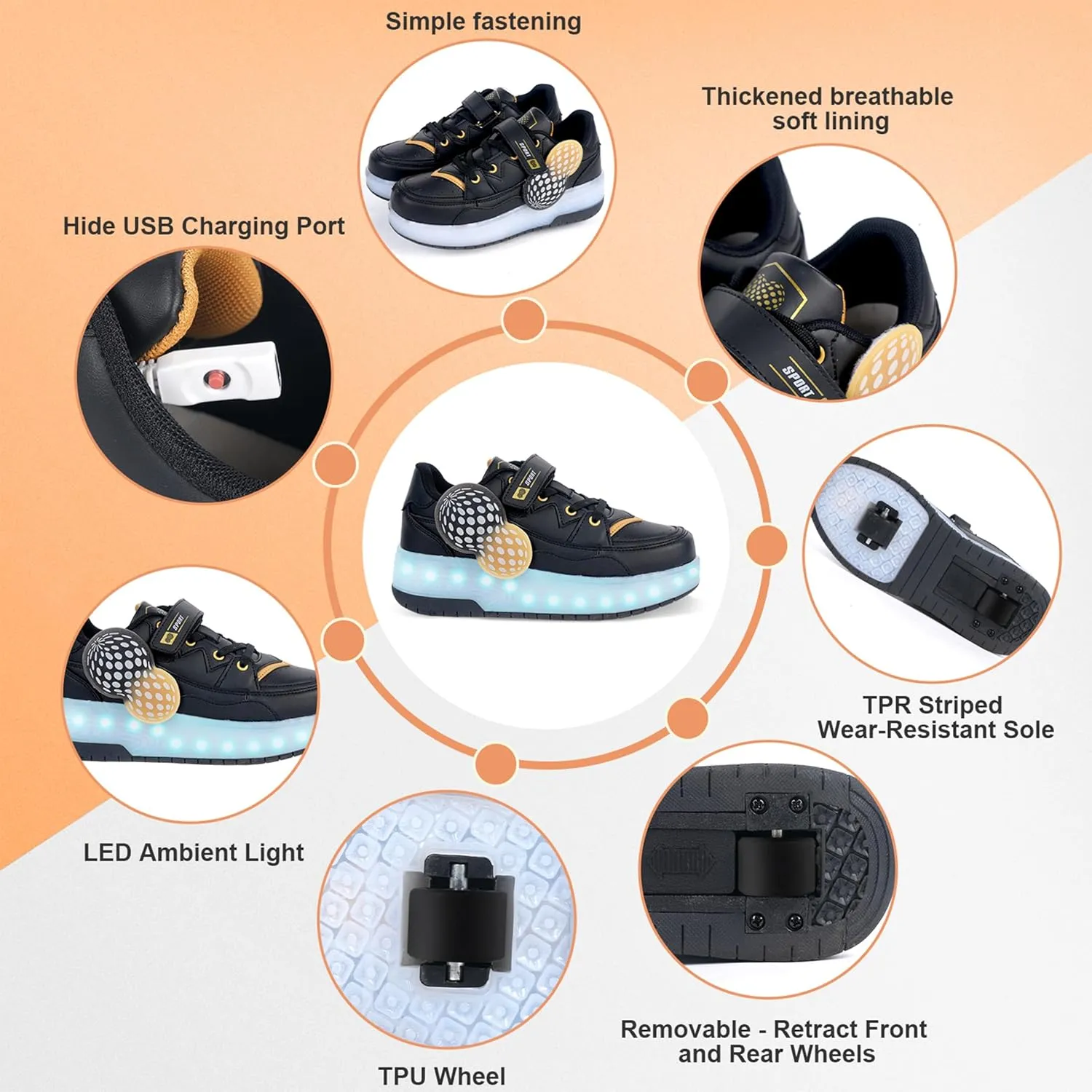 Roller Skates Shoes for Boys and Girls - 2-in-1 Skate Shoes and Sneakers for Kids Fun and Stylish