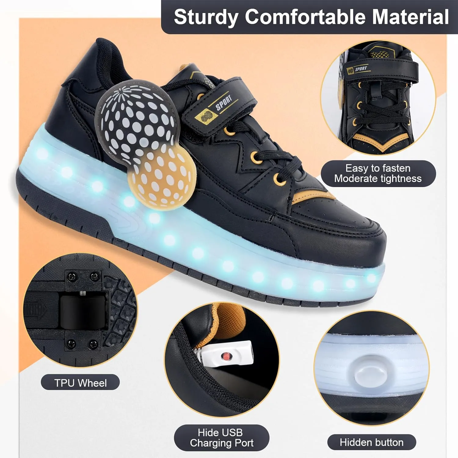 Roller Skates Shoes for Boys and Girls - 2-in-1 Skate Shoes and Sneakers for Kids Fun and Stylish