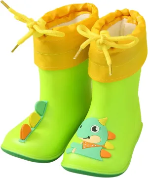 Rubber Rain Boots for Kids Waterproof Rubber Boots Boys and Girls Solid & Printed Rainboots for Toddlers Kids