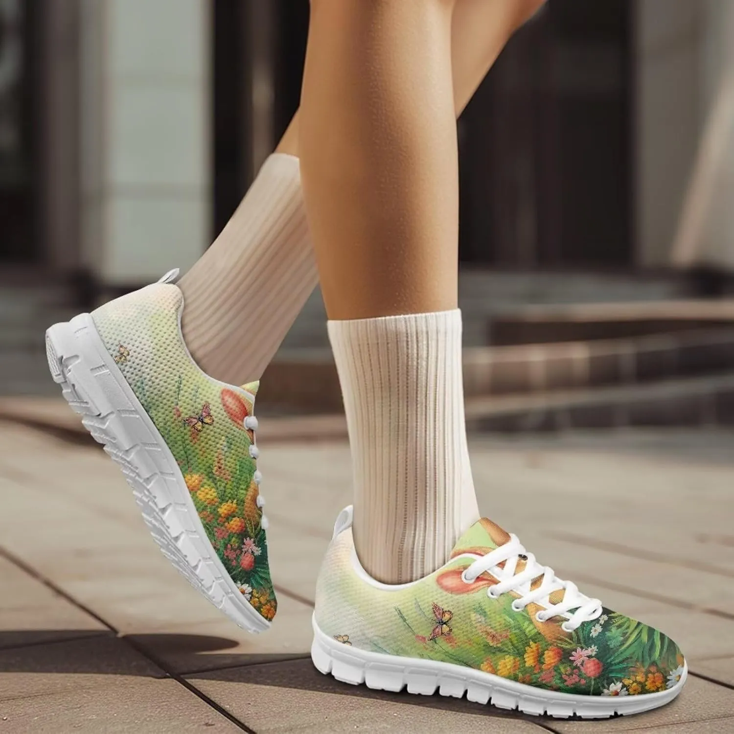 Running Shoes for Women Lightweight Tennis Shoe Outdoor Sports Gym Workout Sneakers Easter St. Patrick's Day Shoes White Sole Size 5-12