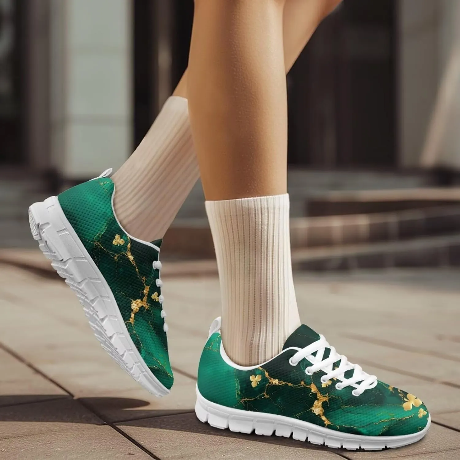 Running Shoes for Women Lightweight Tennis Shoe Outdoor Sports Gym Workout Sneakers Easter St. Patrick's Day Shoes White Sole Size 5-12