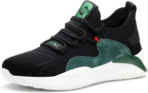 Safety Shoes for Men Women Steel Toe Cap Trainers Unisex Sneaker Industrial Shoes Breathable Lightweight Work Shoes (Color : Green, Size : 6.5US)