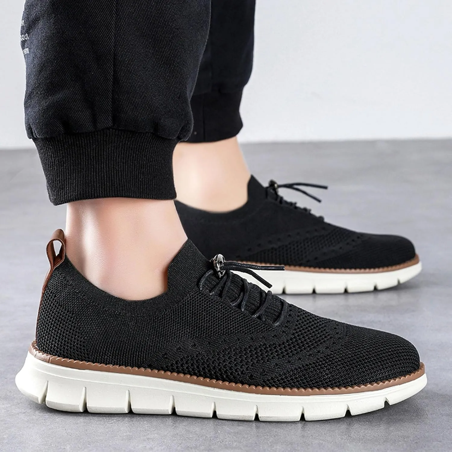 SECHRITE Breeze Shoes for Men 2024 New Breathable Lightweight Mesh Dress Sneakers Oxfords Lace-Up Lightweight Casual Walking Shoes