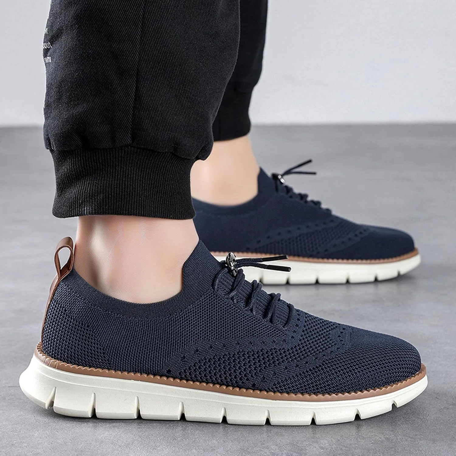 SECHRITE Breeze Shoes for Men 2024 New Breathable Lightweight Mesh Dress Sneakers Oxfords Lace-Up Lightweight Casual Walking Shoes