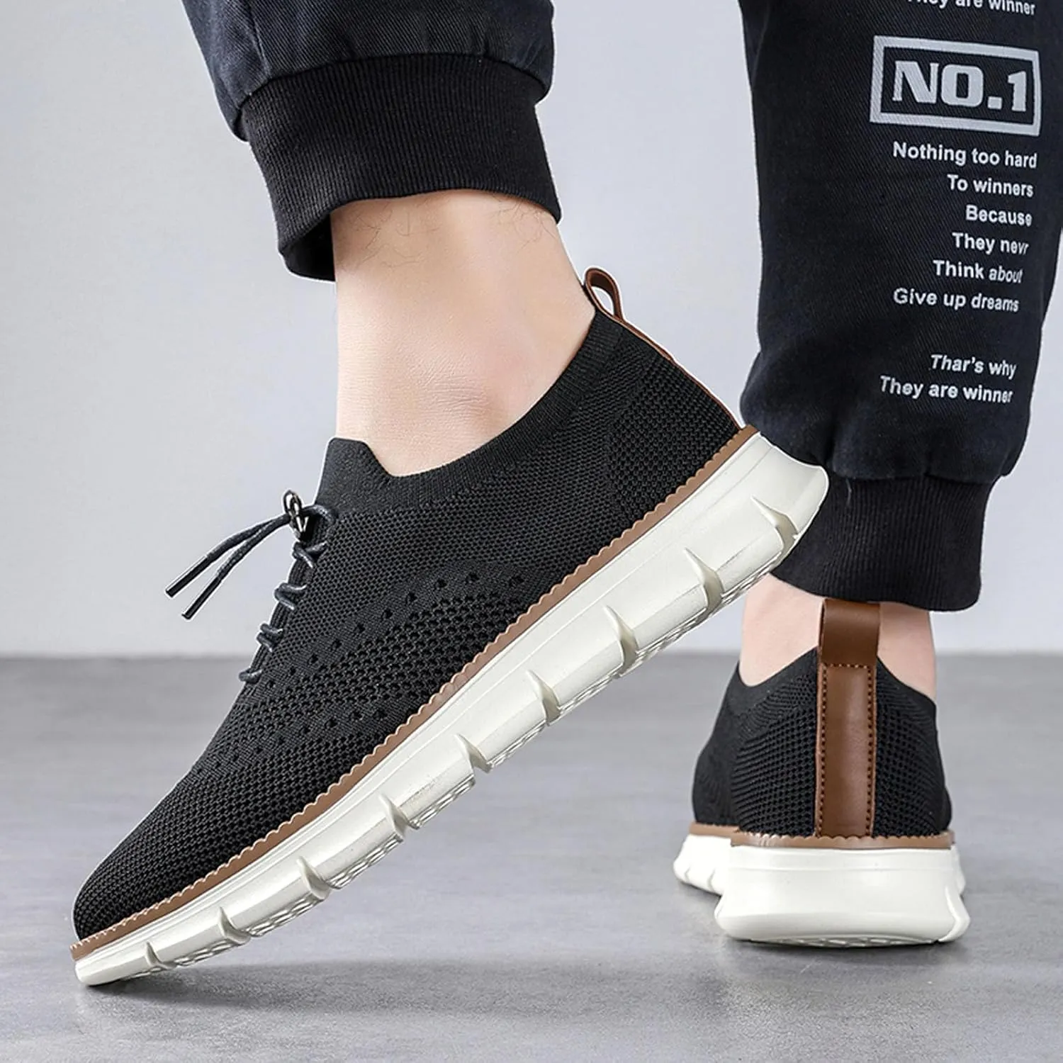 SECHRITE Breeze Shoes for Men 2024 New Breathable Lightweight Mesh Dress Sneakers Oxfords Lace-Up Lightweight Casual Walking Shoes