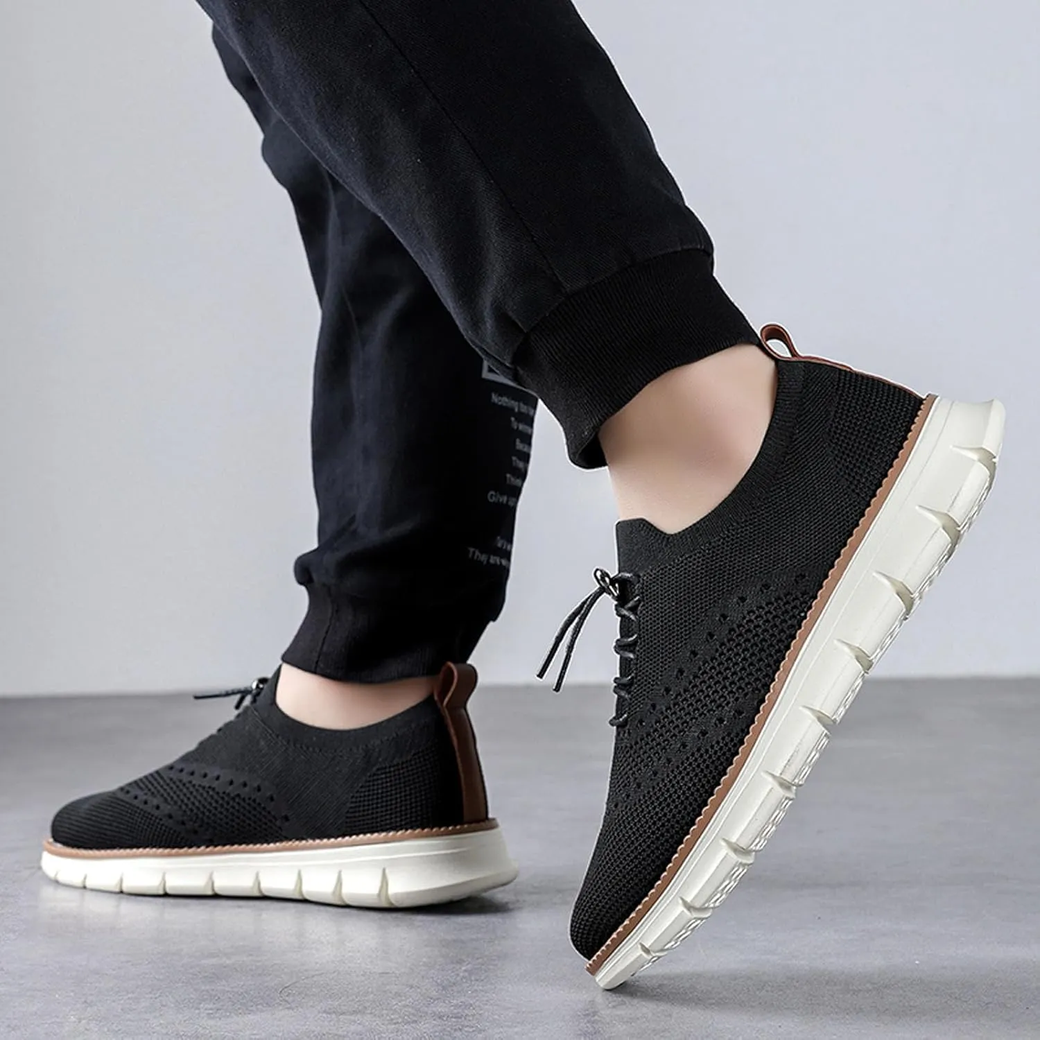 SECHRITE Breeze Shoes for Men 2024 New Breathable Lightweight Mesh Dress Sneakers Oxfords Lace-Up Lightweight Casual Walking Shoes