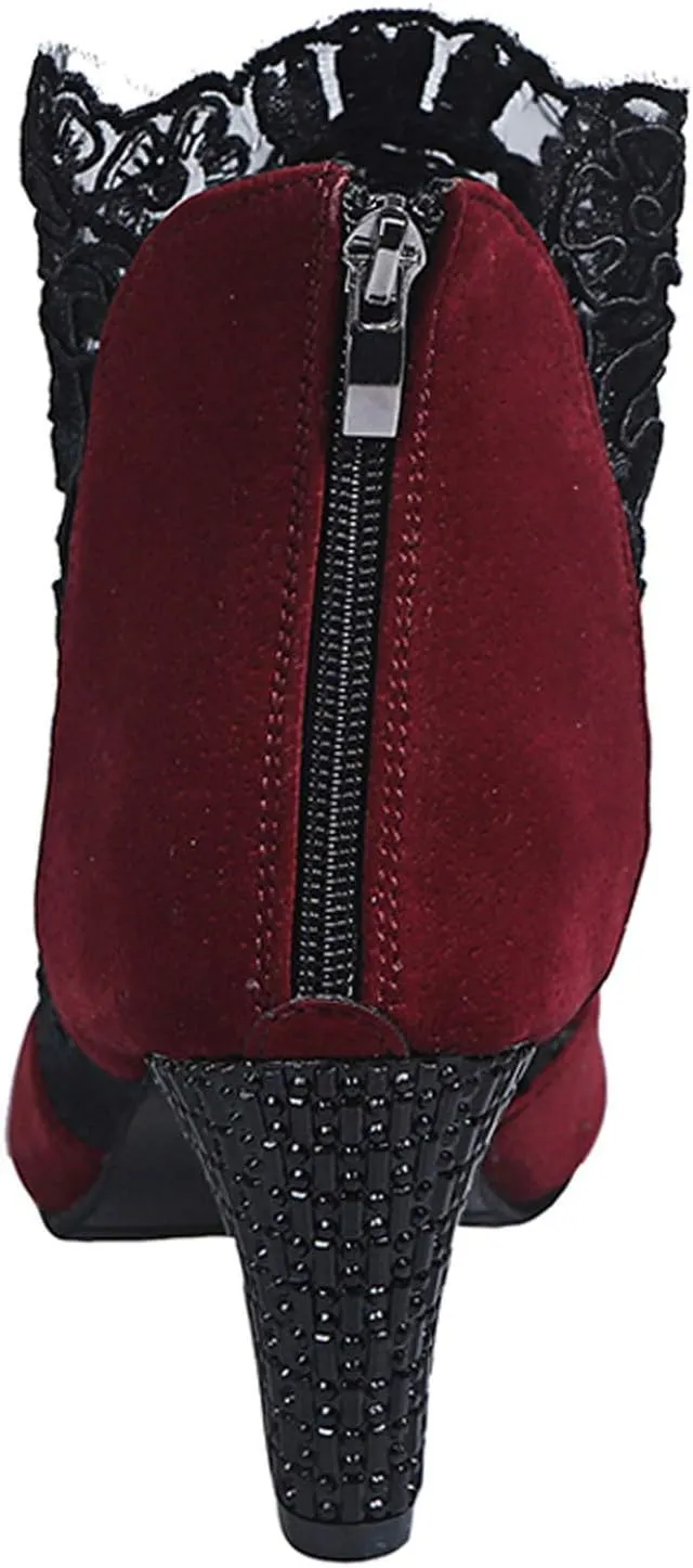 Shoes for Women Sandals, Sandals for Women Sexy Hollow Floral Lace Chunky High Heels Platform Boots Casual Boots