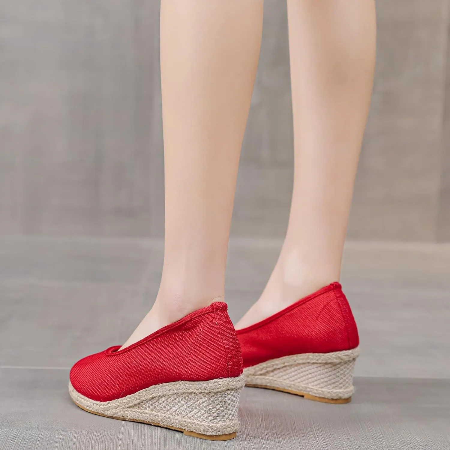 Slip On Women Beach Shoes Round Summer Breathable Fashion Sandals Wedges Toe Women's Casual Shoes Lazy Casual Flat