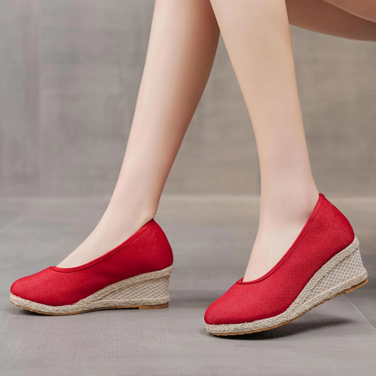 Slip On Women Beach Shoes Round Summer Breathable Fashion Sandals Wedges Toe Women's Casual Shoes Lazy Casual Flat