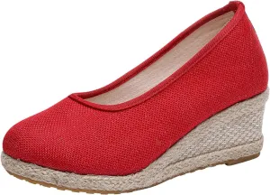 Slip On Women Beach Shoes Round Summer Breathable Fashion Sandals Wedges Toe Women's Casual Shoes Lazy Casual Flat