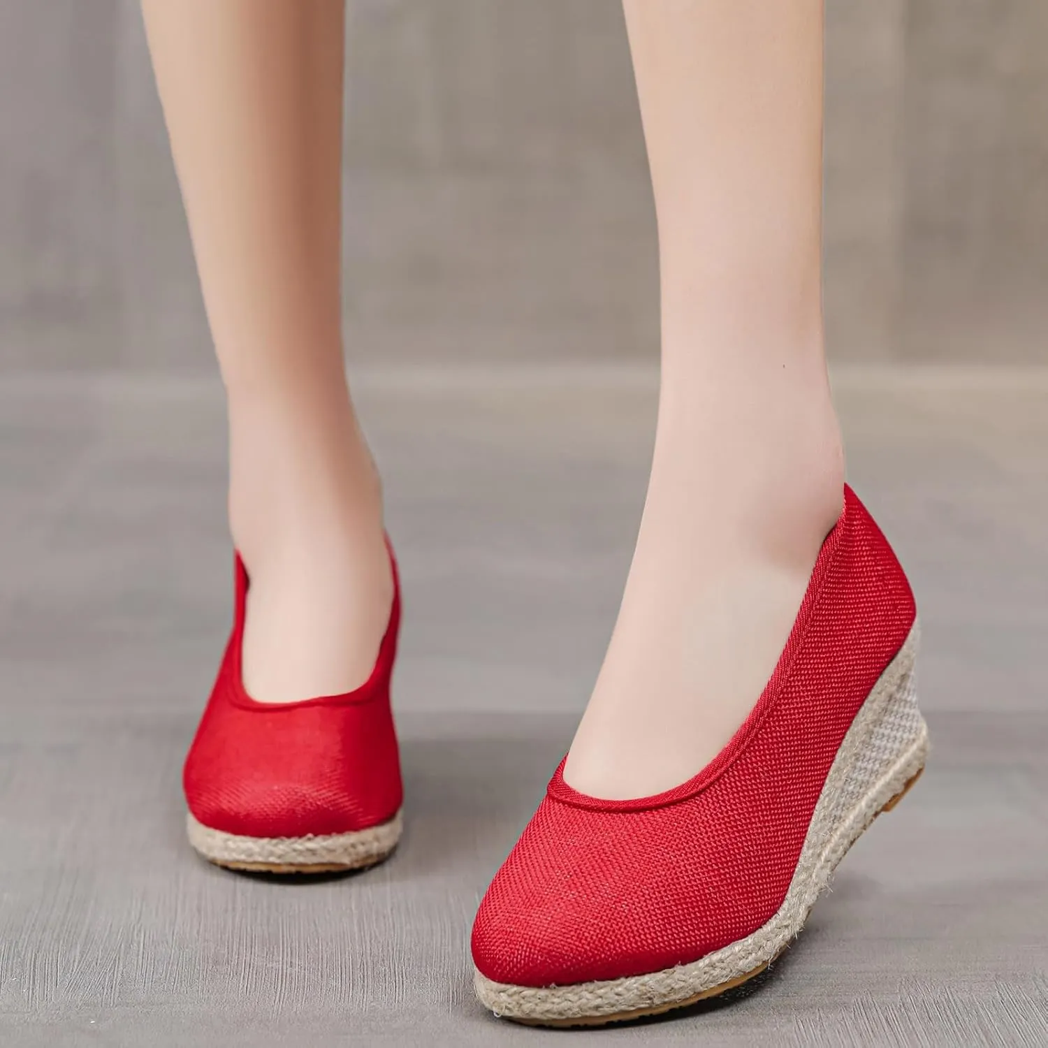 Slip On Women Beach Shoes Round Summer Breathable Fashion Sandals Wedges Toe Women's Casual Shoes Lazy Casual Flat