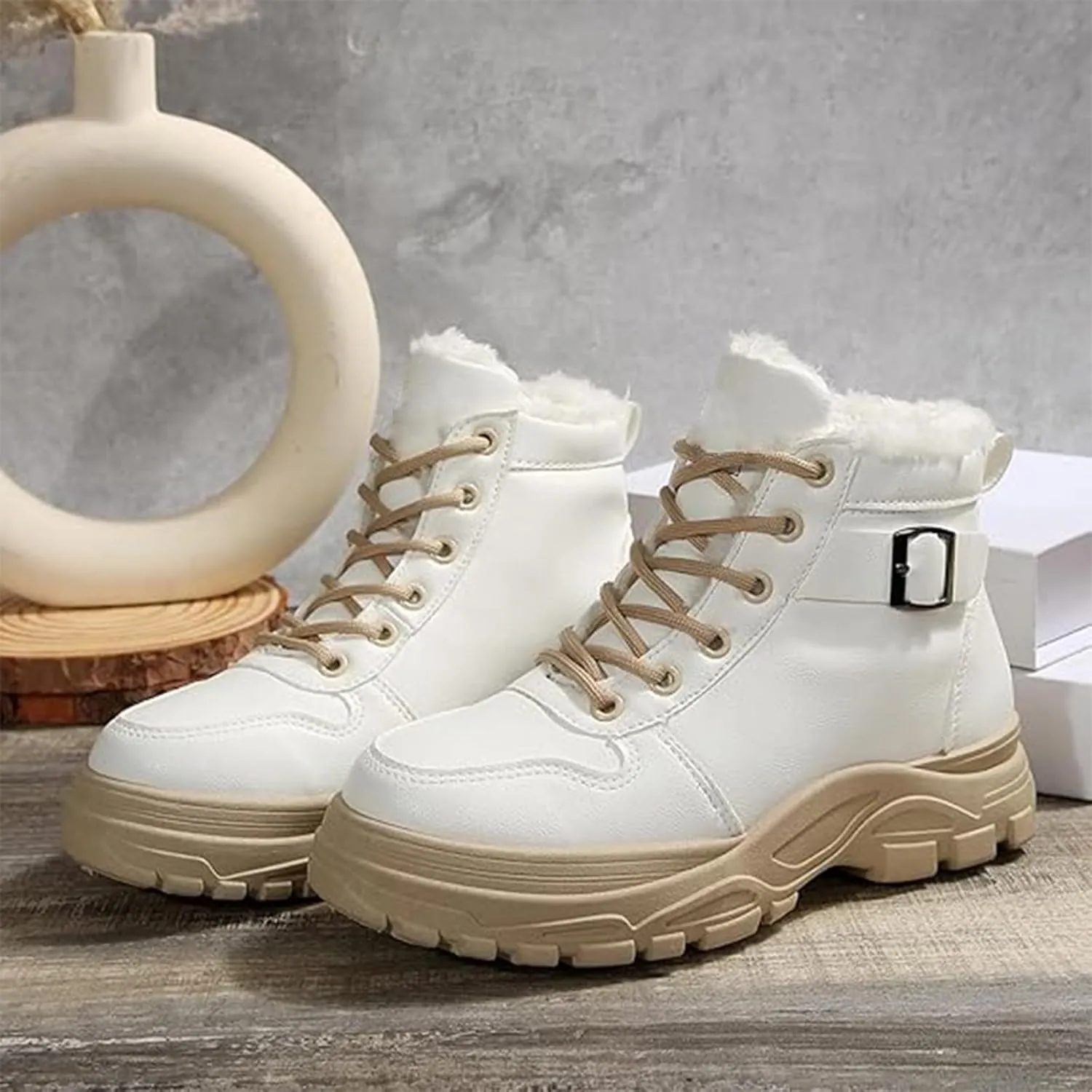 Snow Ankle Boots For Men Fu Lined Non-Slip Hiking Boots Women aterproof Winter Walking Shoes For Men