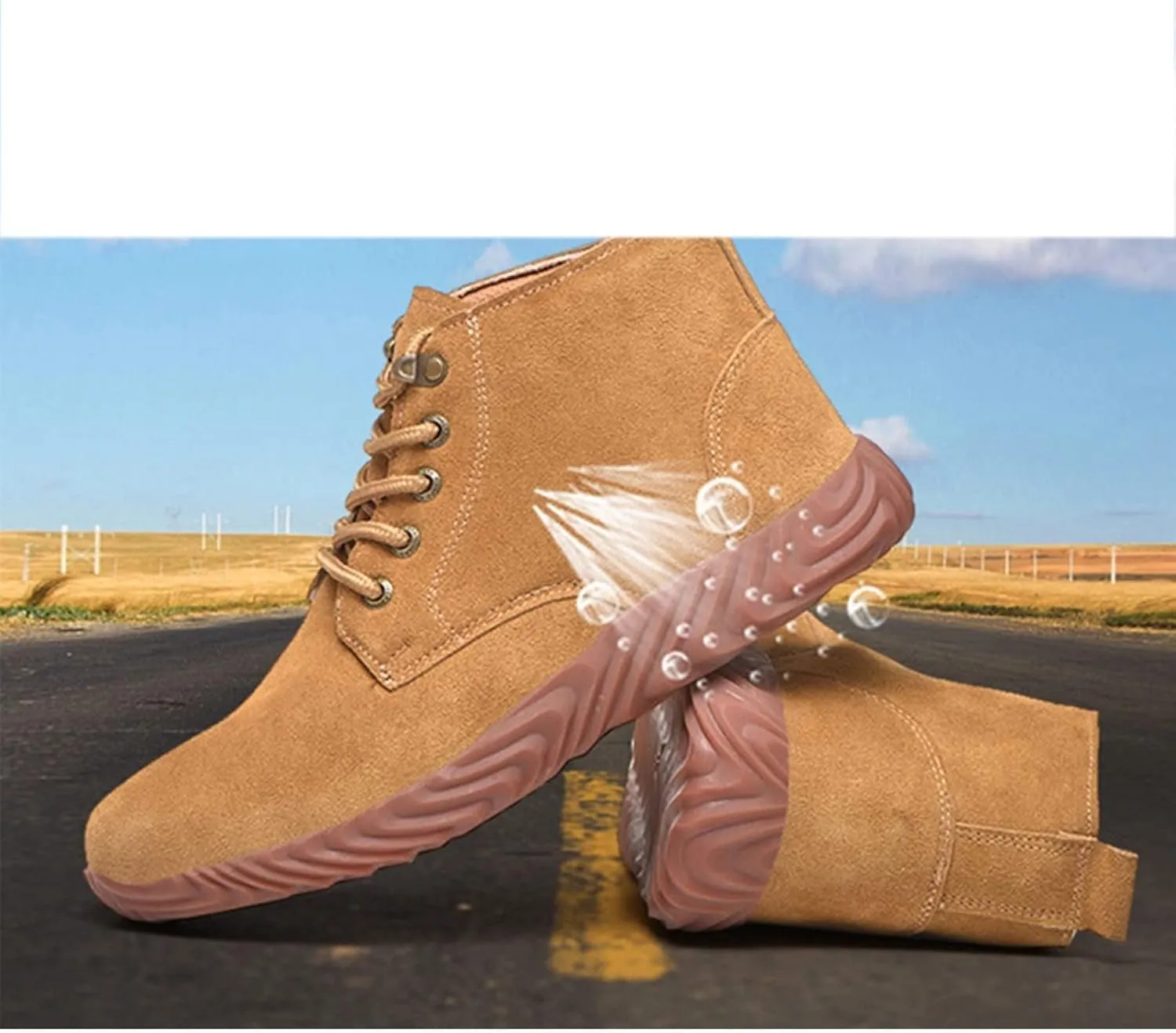 Steel Toe Cap Safety Shoes Men Women Work Trainers Lightweight Breathable Non-Slip Construction Industrial Shoes (Color : Yellow, Size : 5.5 US)