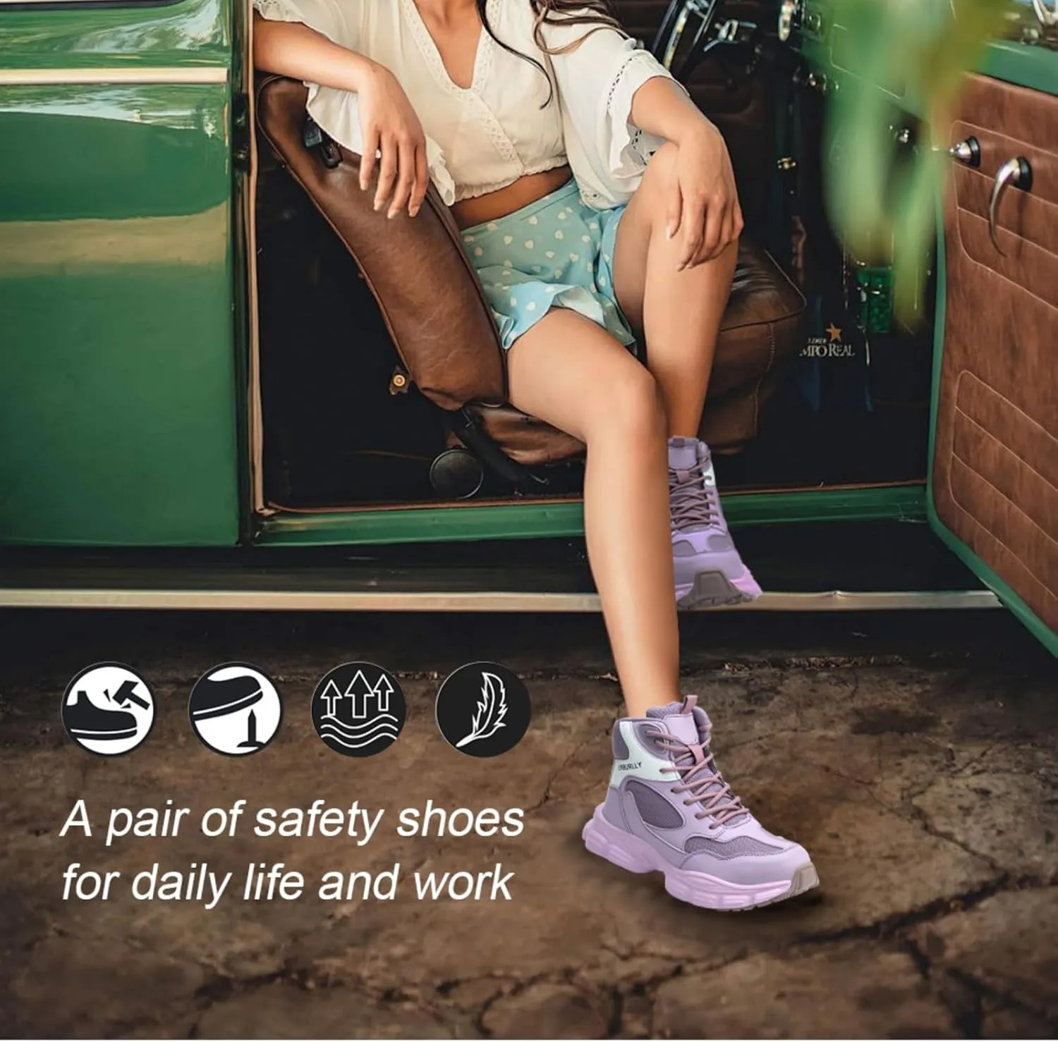 Steel Toe Work Boots for Women Waterproof Lightweight Slip-on Safety Shoes Industrial Construction Outdoor Sneakers