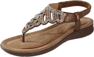 Summer Versatile Sandals for Women Rhinestone Open Toe Slip on Casual Sandal Party Dress Sandals for Women