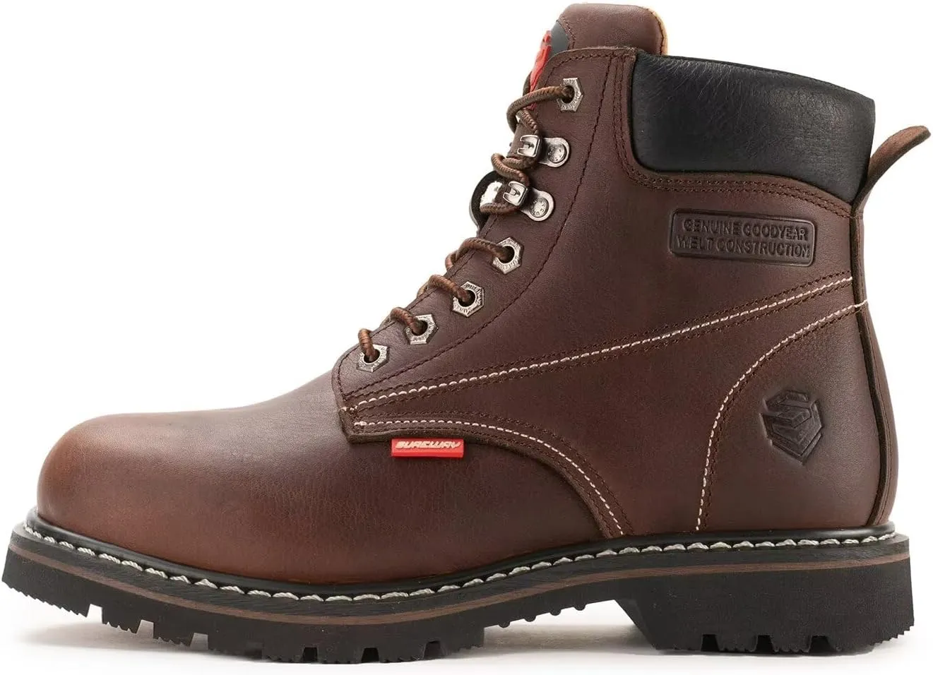 SUREWAY 6 Mens Soft Toe Work Boots for Men,Goodyear Welt,Extremely Comfortable Durable Proved,Superior Oil/Slip Resistant,Thicker Full Grain Leather,EH Safety Industrial Construction Boots
