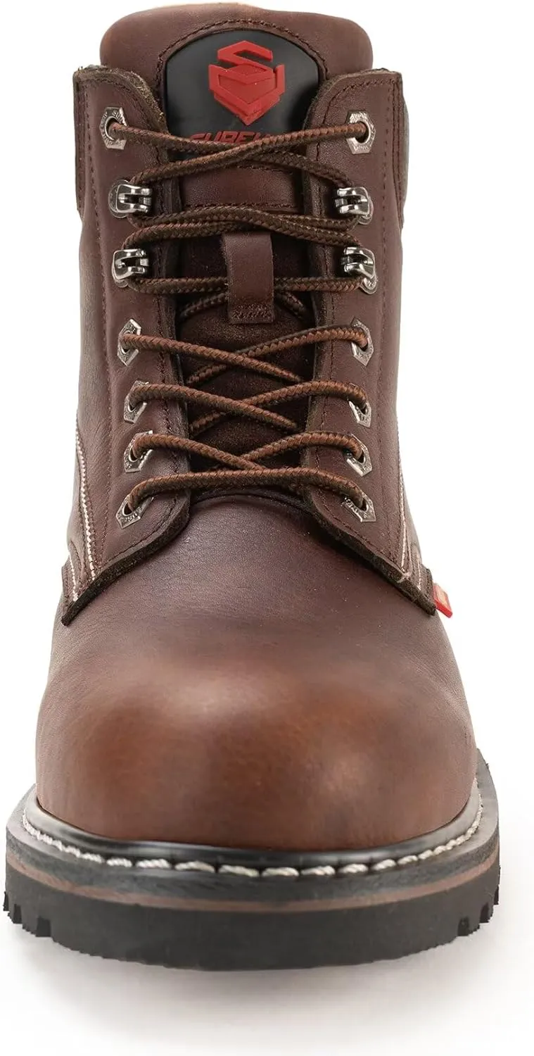 SUREWAY 6 Mens Soft Toe Work Boots for Men,Goodyear Welt,Extremely Comfortable Durable Proved,Superior Oil/Slip Resistant,Thicker Full Grain Leather,EH Safety Industrial Construction Boots