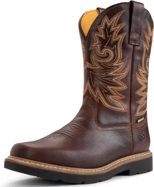 SUREWAY Steel Toe Cowboy Boots for Men,Men's Waterproof Square Toe Western Work Boots for Men,Extremely Comfortable Durable,Premium Thicker Leather,Superior Oil/Slip Resistant Rubber Sole