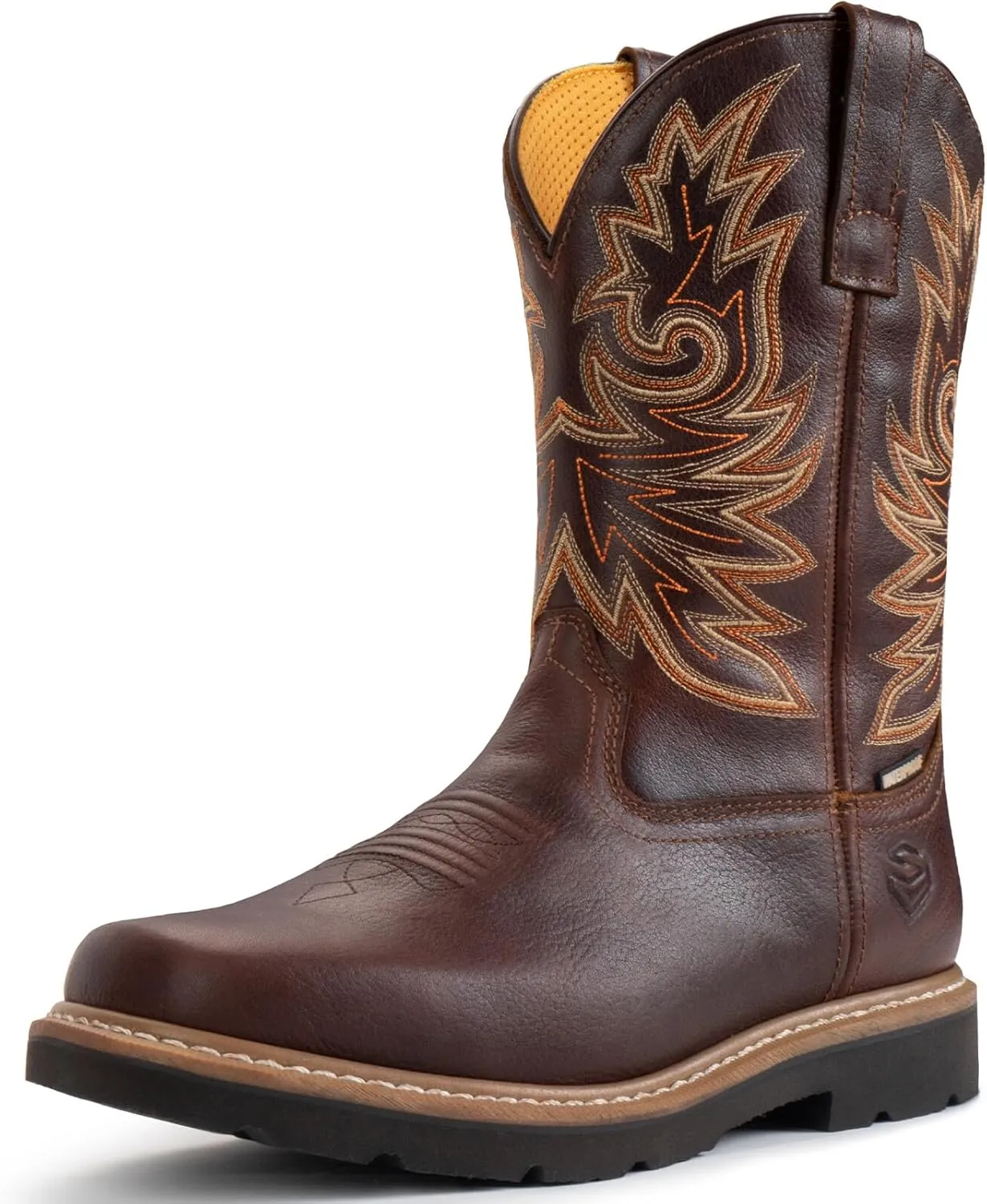 SUREWAY Steel Toe Cowboy Boots for Men,Men's Waterproof Square Toe Western Work Boots for Men,Extremely Comfortable Durable,Premium Thicker Leather,Superior Oil/Slip Resistant Rubber Sole