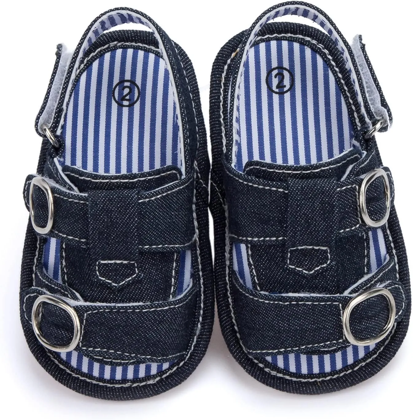 Toddler Denim Open Toe Wide Sandals With Strap Baby Boys Girls Infant Summer Casual Shoes Soft Flat Comfy Slip On Shoes