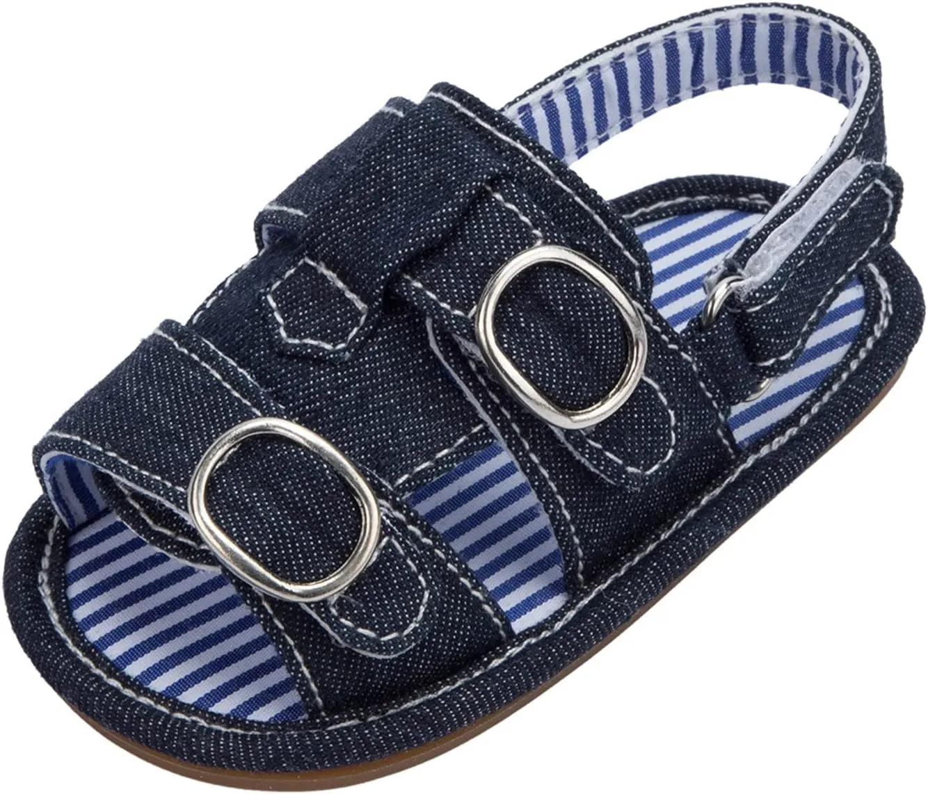 Toddler Denim Open Toe Wide Sandals With Strap Baby Boys Girls Infant Summer Casual Shoes Soft Flat Comfy Slip On Shoes