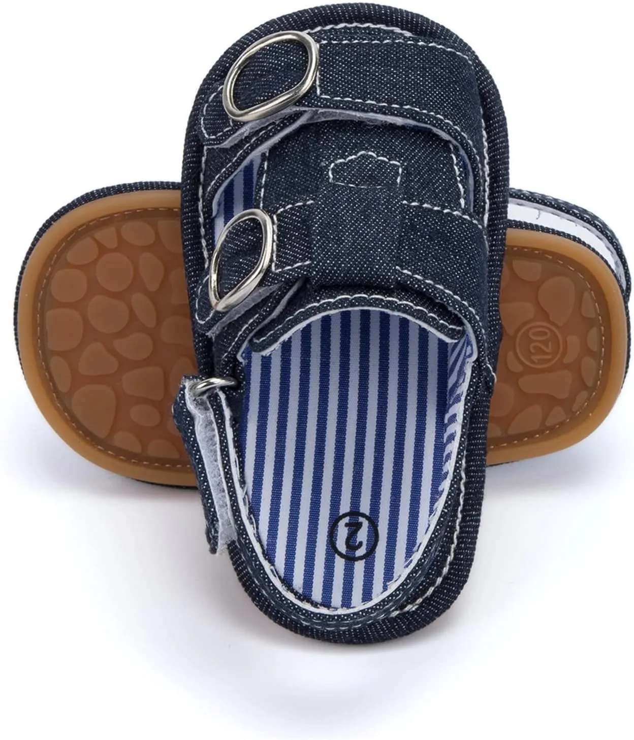 Toddler Denim Open Toe Wide Sandals With Strap Baby Boys Girls Infant Summer Casual Shoes Soft Flat Comfy Slip On Shoes