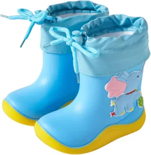 Toddler Elephant Rain Boots with Adjustable Buckle Infant Lightweight Non Slip Rainboots Kids Waterproof Boots