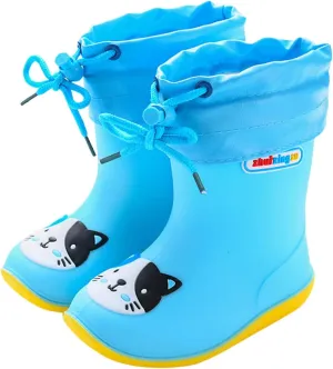 Toddler Rain Boots for Boys & Girls, Waterproof, Lightweight, Flexible Rubber Big Kids Rain Boots