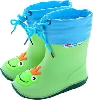 Toddler Rain Boots, Kids Rain Boots Waterproof Rubber Boots for Girls Boys with Sock Fun Patterns Easy-On Handles