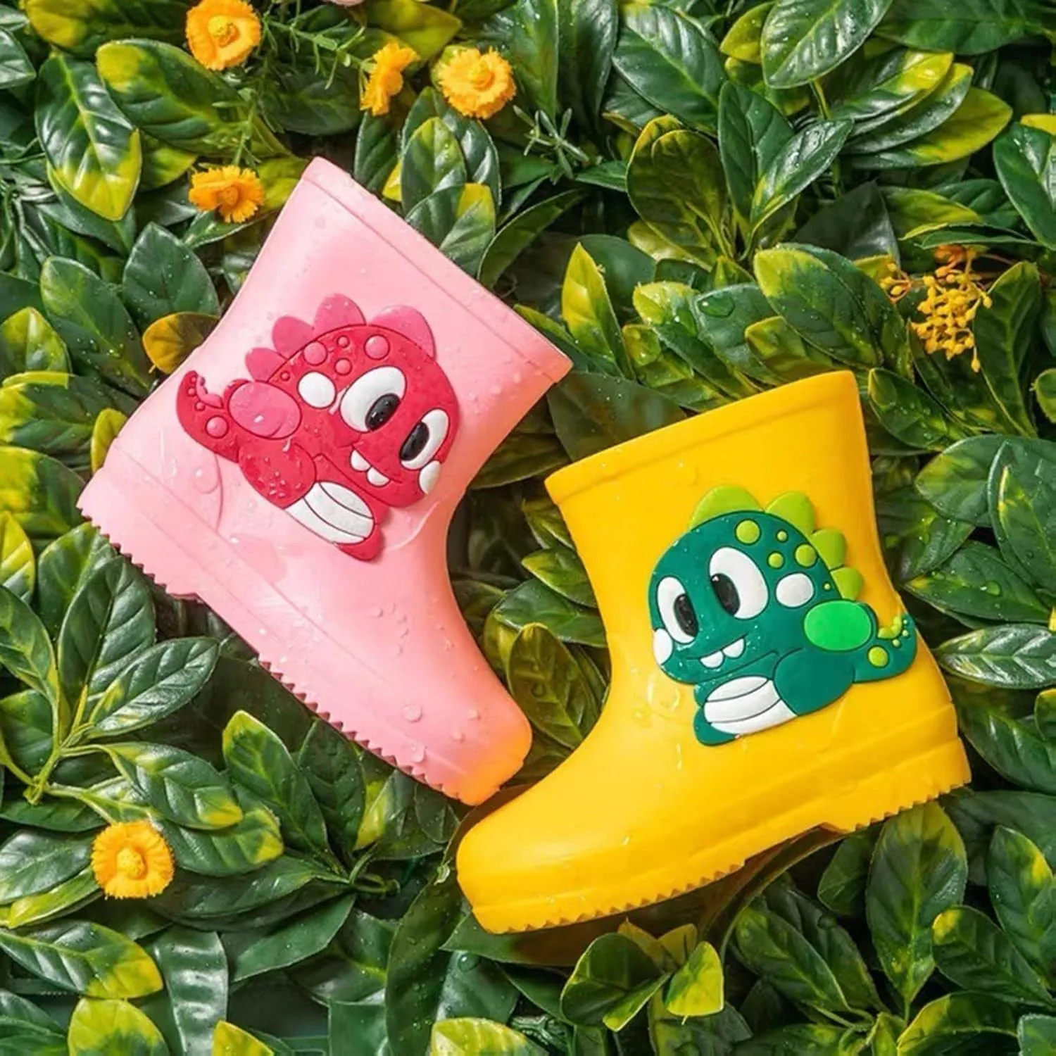 Toddler Rain Boots,Waterproof Kids Rain Boots with Easy-on Handles for Boys and Girls Kids Waterproof Boots