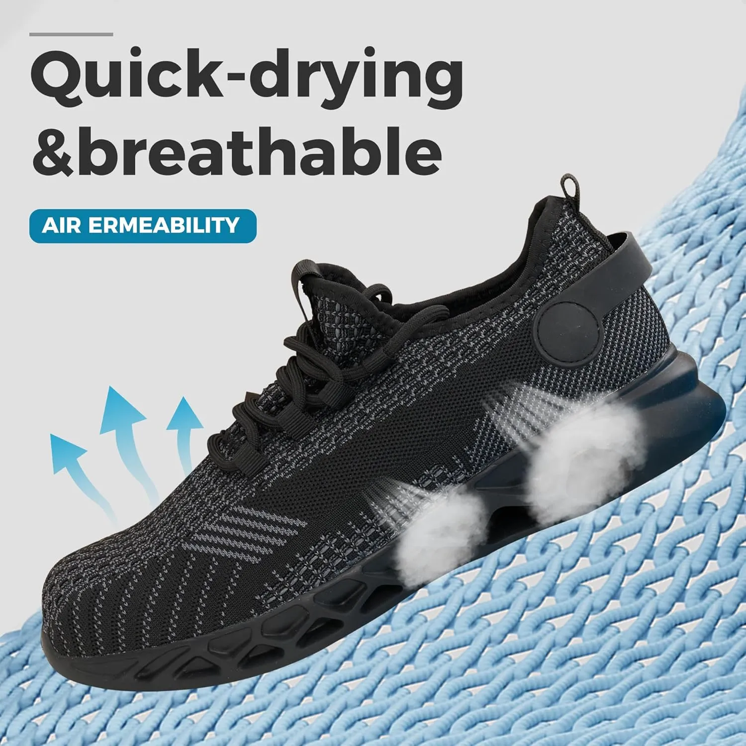 Ultra-Lightweight Steel Toe Shoes Water-Resistant, Slip-Resistant & Puncture-Proof Work Sneakers, Perfect for Construction, Warehouse, and Daily-Wear