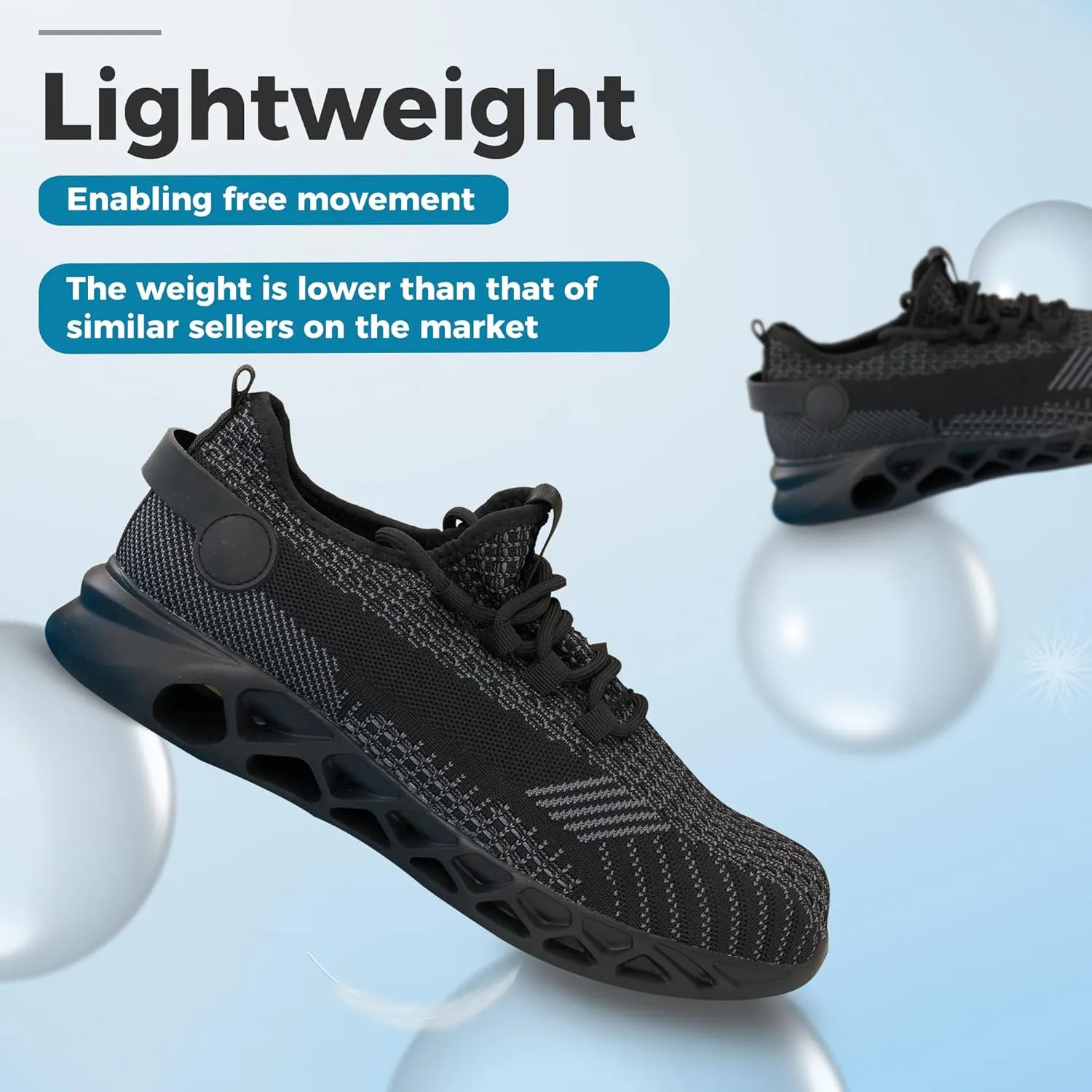 Ultra-Lightweight Steel Toe Shoes Water-Resistant, Slip-Resistant & Puncture-Proof Work Sneakers, Perfect for Construction, Warehouse, and Daily-Wear