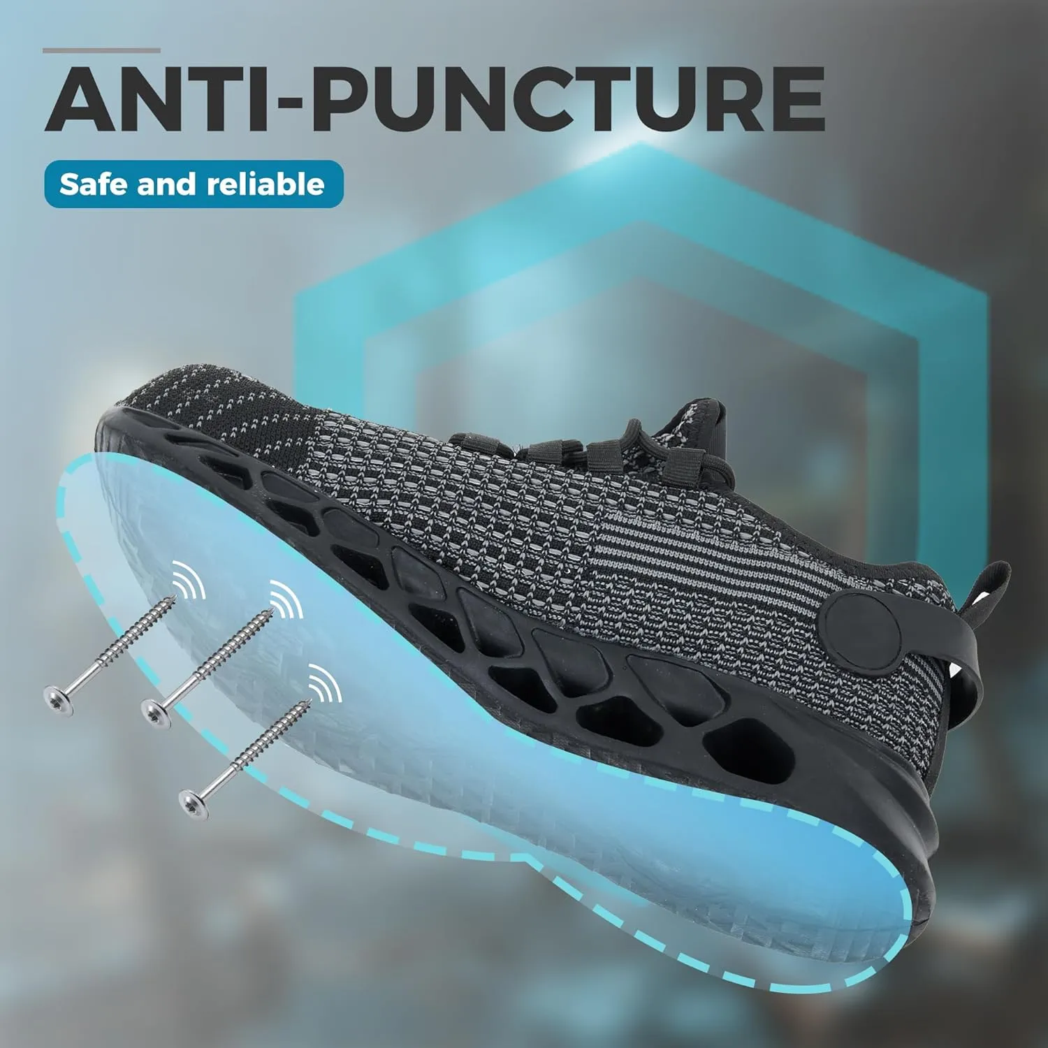 Ultra-Lightweight Steel Toe Shoes Water-Resistant, Slip-Resistant & Puncture-Proof Work Sneakers, Perfect for Construction, Warehouse, and Daily-Wear