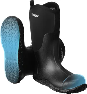 VEVOR Men's Steel Toe Rubber Protective Footwear, Waterproof Rain Fishing Boots, Outdoor Non-Slip Work Shoes, Lightweight and Durable, for Manufacturing, Construction, Farming, Size 13 US