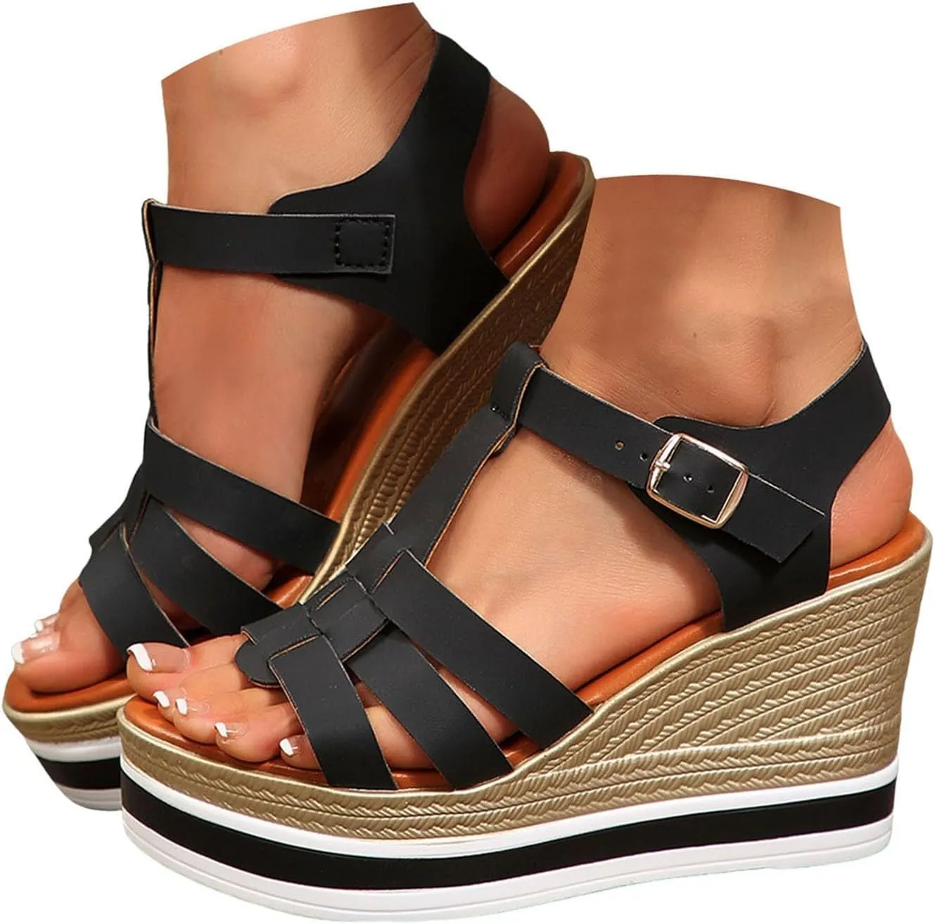 Wedge Platform Sandals for Women 2025,Open Toe Wedge Sandals Women Casual Dressy Summer Casual Shoes Slingback Boho Beach Vacation Walking Outdoor Dressy Wedges Shoes