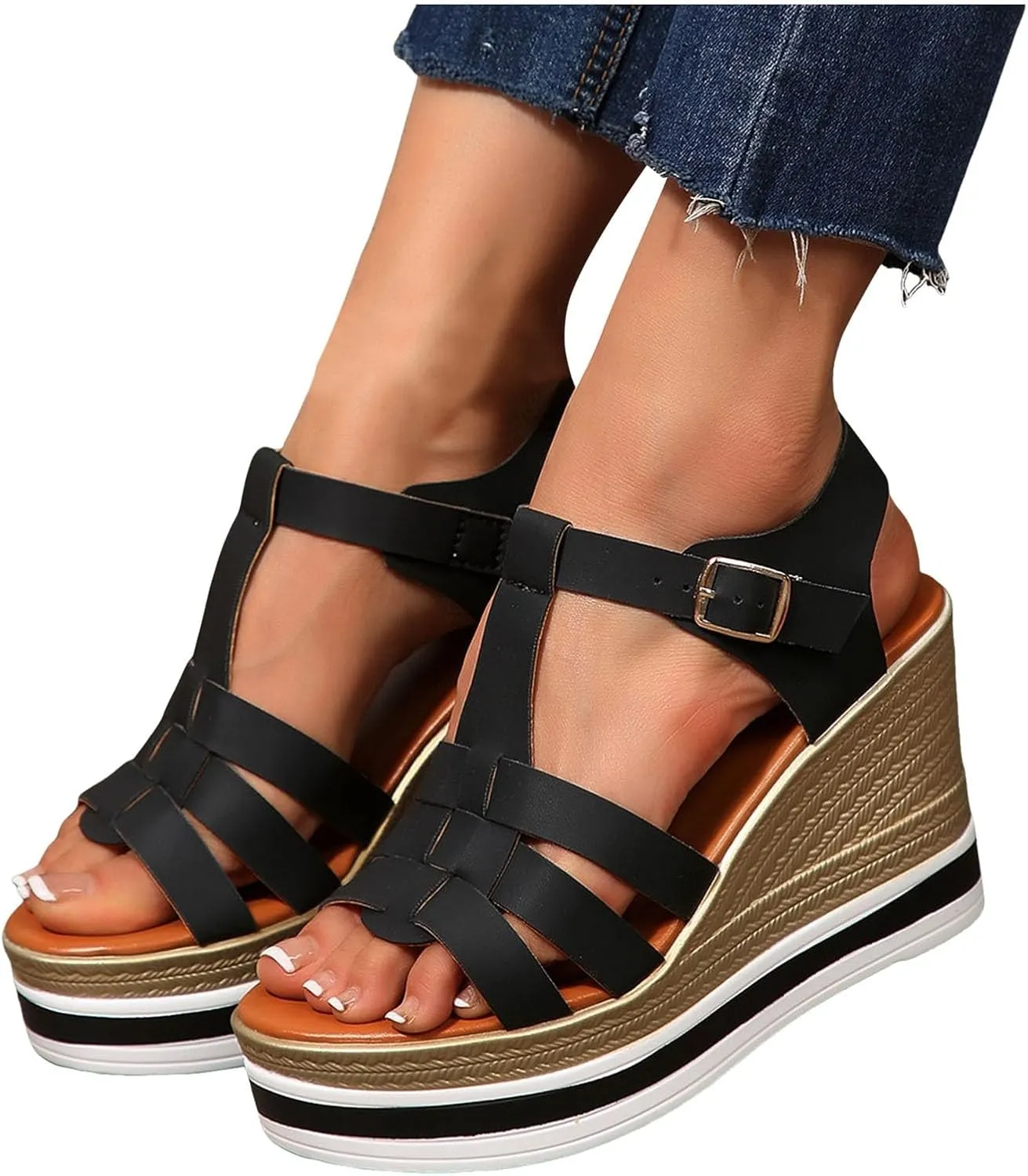 Wedge Platform Sandals for Women 2025,Open Toe Wedge Sandals Women Casual Dressy Summer Casual Shoes Slingback Boho Beach Vacation Walking Outdoor Dressy Wedges Shoes
