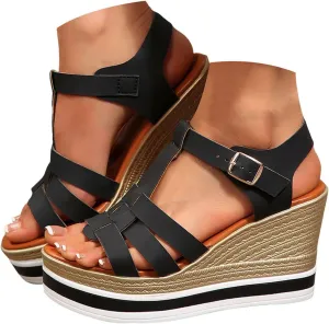 Wedge Platform Sandals for Women 2025,Open Toe Wedge Sandals Women Casual Dressy Summer Casual Shoes Slingback Boho Beach Vacation Walking Outdoor Dressy Wedges Shoes