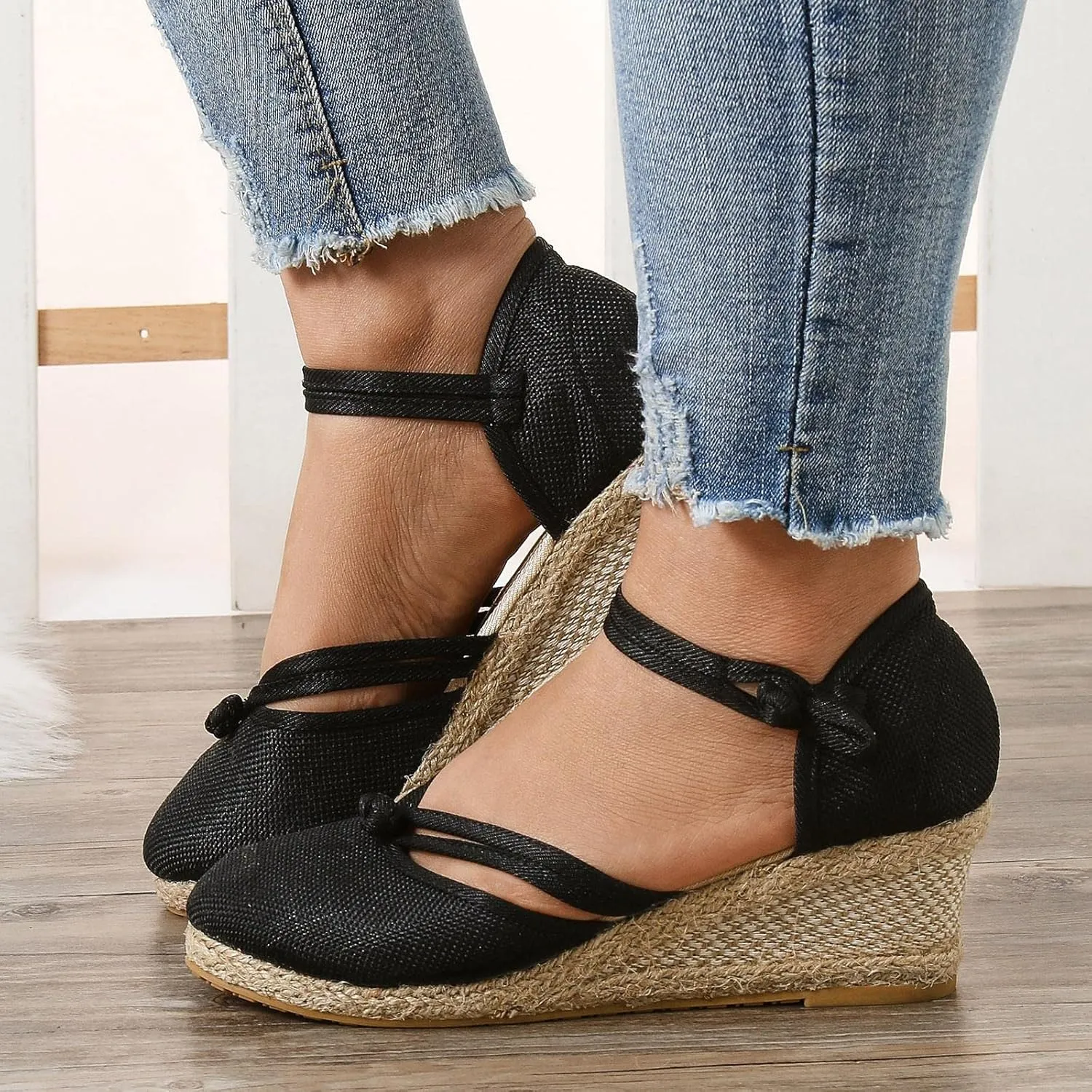 Wedge Sandal for Women Ankle Strap Flatform Arch Support Fish Mouth Toe Shoes Platform Espadrilles Comfort Waterproof