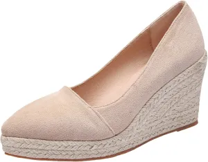 Wedge Sandals for Women 2024 Fashion Toe Slip On Espadrilles Casual Shoes Woman Canvas Trendy Shoes High Heels Shoes For