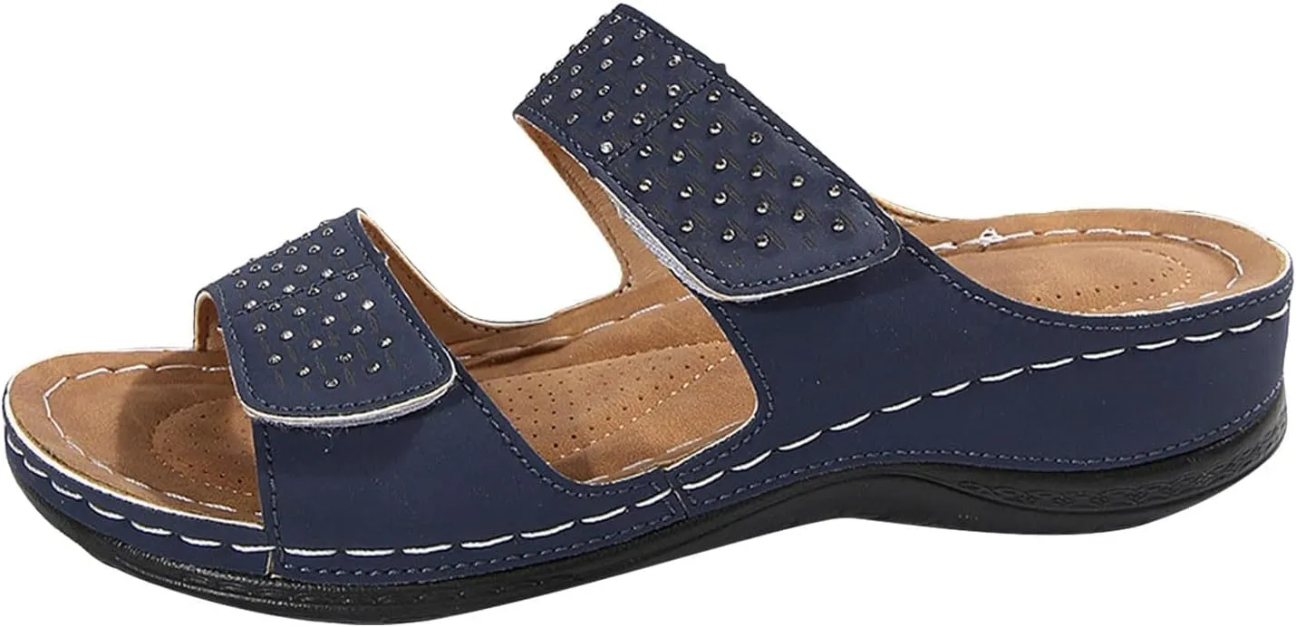 Wedge Sandals for Women Dressy Comfortable Soft Cushion Orthotic Sandals Open Toe Casual Slippers with Arch Support Beach Walking Shoes for Summer Outdoor Casual